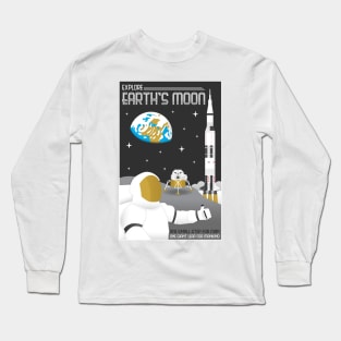 Explore Earth's Moon Travel Poster Long Sleeve T-Shirt